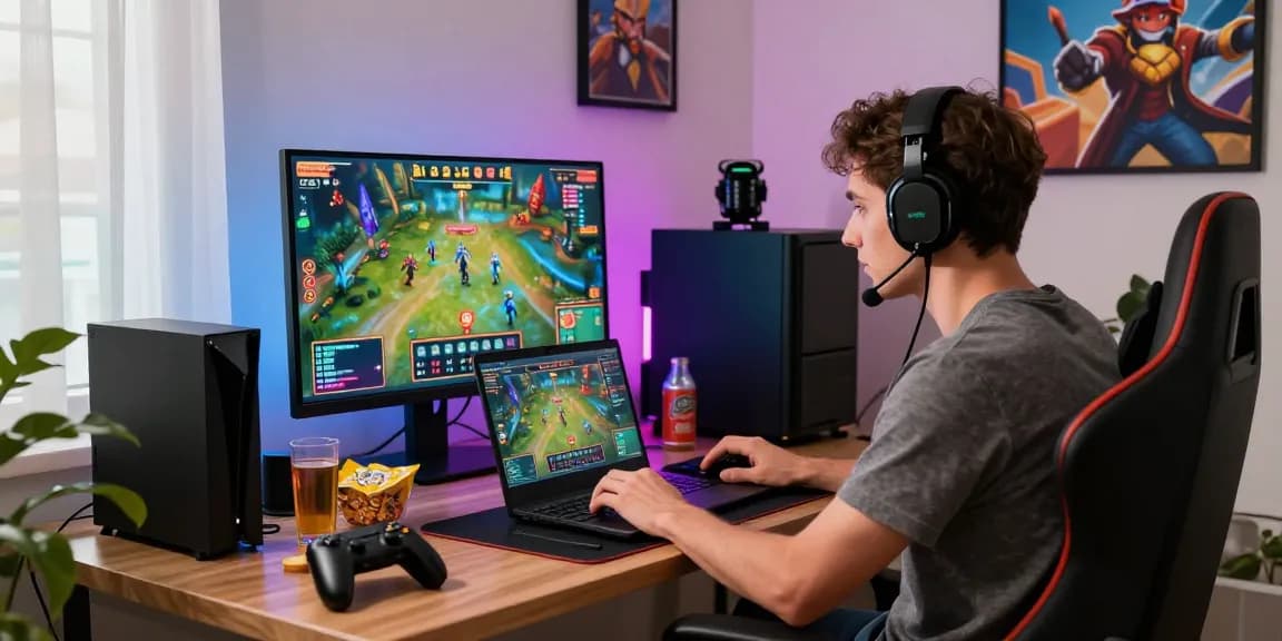 Exciting gaming experience at https://xx88.se.net/ with a young man immersed in online casino games and a vibrant gaming setup.