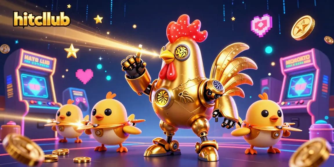 Hitcllub players engage with exciting 3D games and vibrant visuals in a retro-futuristic casino