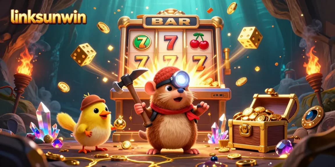 Experience the excitement of linksunwin with a treasure hunter mole and jackpot slots bursting with coins.