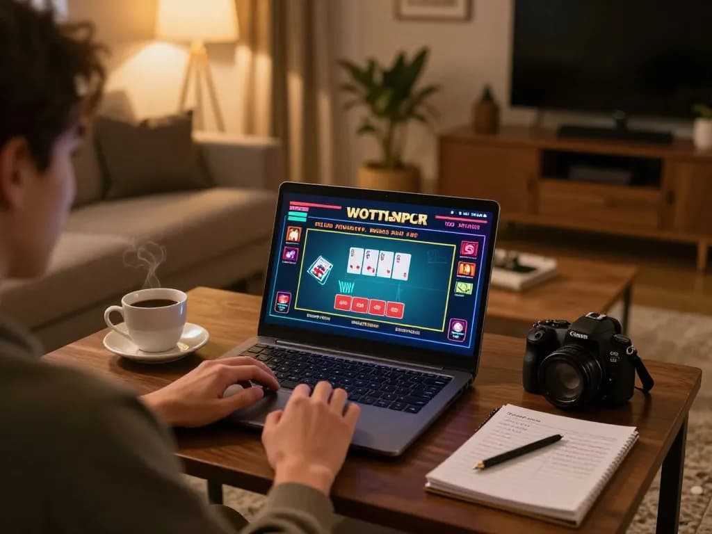 Players enjoying CM88 live dealer games on a laptop in a cozy atmosphere