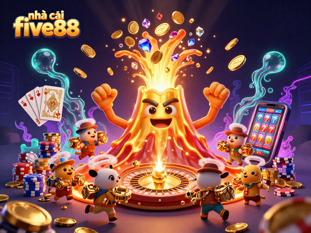 Experience entertaining gameplay at nhà cái five88 with vibrant illustrations of winning moments and exciting casino elements.