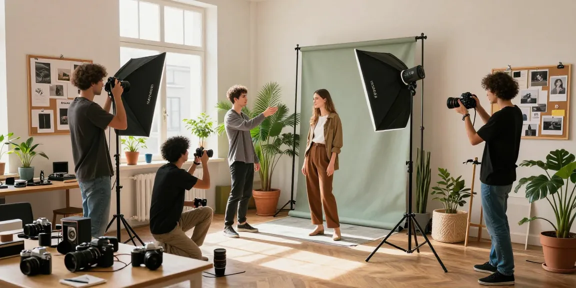 Studio fotografico Milano - Fotografia collaborativa in uno spazioso loft vibrante con energia creativa e individui diversi.