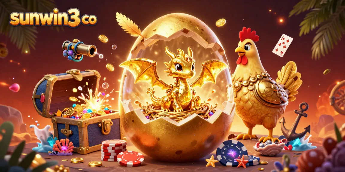 Experience thrilling gameplay at sunwin3 co with a golden dragon and poker chips in this vibrant illustration.