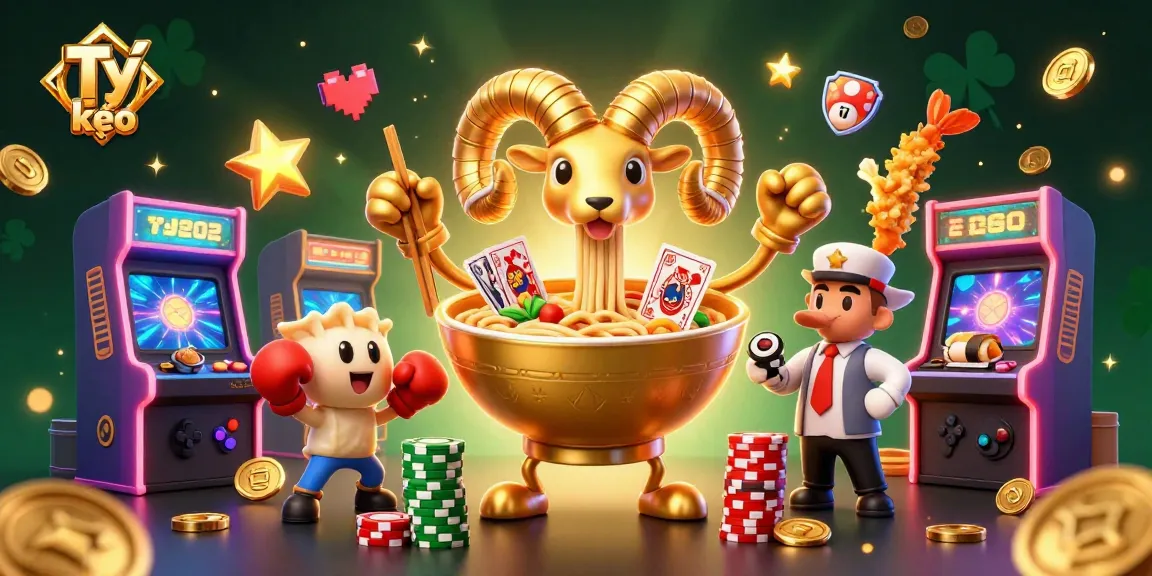 Experience Tỷ lệ kèo with a vibrant casino-themed scene featuring playful characters and gaming elements.